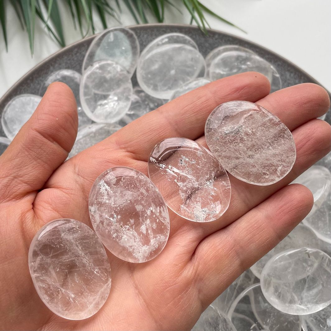 Clear Quartz - Small Palm Stone (IN) Clear Quartz - Small Palm Stone (IN)